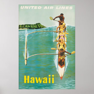 Poster Cartaz de Viagem Vintage Havaí United Air Lines