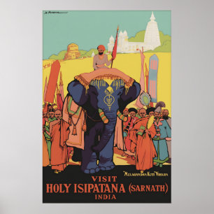 Poster Cartaz de Viagem Vintage Índia Sarnath Isipatana S
