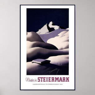 Poster Cartaz de Viagem Vintage Inverno Steiermark Áustri