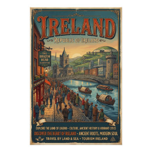 Póster Cartaz de Viagem Vintage Irlanda