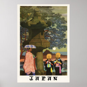Poster Cartaz de Viagem Vintage Japão Tocadores de Flauta
