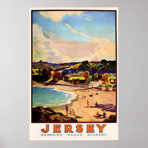 Poster Cartaz de Viagem Vintage Jersey Ilhas do Canal