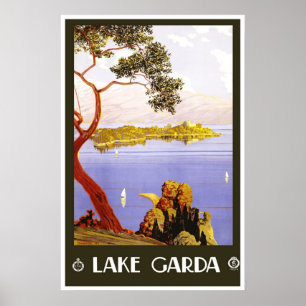 Poster Cartaz de Viagem Vintage Lago Garda Itália