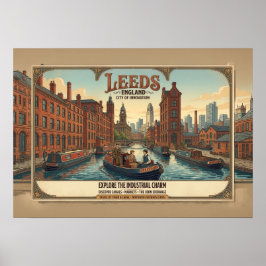 Poster Cartaz de Viagem Vintage Leeds Inglaterra