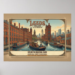 Poster Cartaz de Viagem Vintage Leeds Inglaterra