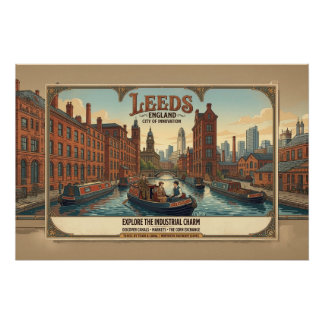 Póster Cartaz de Viagem Vintage Leeds Inglaterra