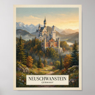 Poster Cartaz de Viagem Vintage Neuschwanstein Alemanha