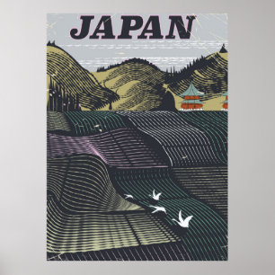 Poster cartaz de viagem vintage paisagem do japão