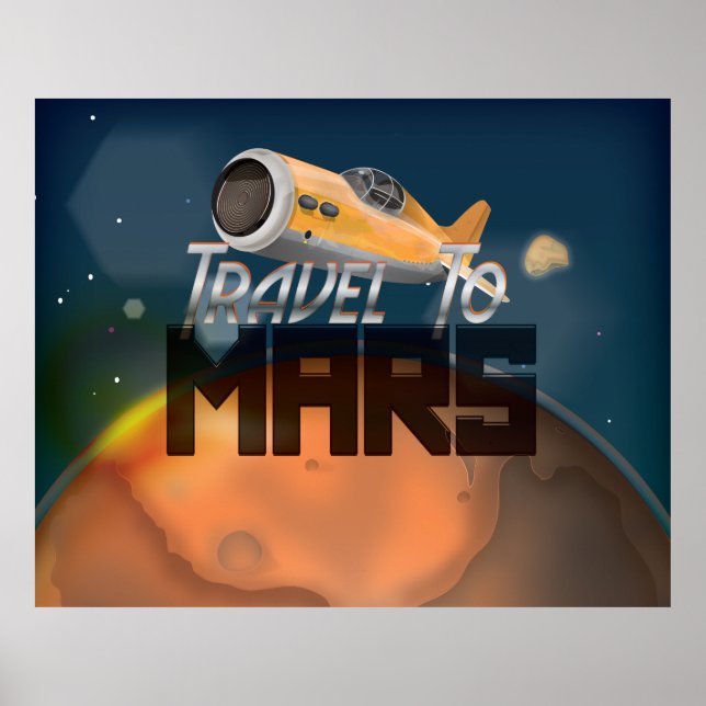 Poster Cartaz de Viagem Vintage para Marte (Frente)