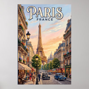 Poster Cartaz de Viagem Vintage Paris Arte de Parede