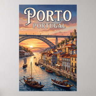 Poster Cartaz de Viagem Vintage Porto Arte de Parede