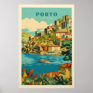 Poster Cartaz de Viagem Vintage Porto Arte Retro Portugal
