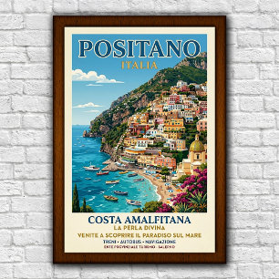 Poster Cartaz de Viagem Vintage Positano, Itália, anos 60