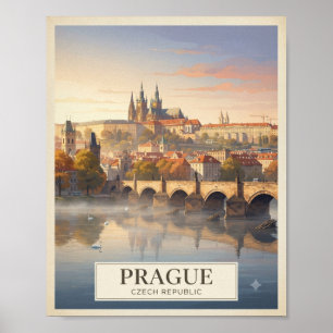 Poster Cartaz de Viagem Vintage Praga República Tcheca