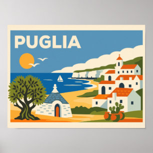 Poster Cartaz de Viagem Vintage Puglia Itália