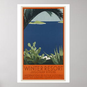 Poster Cartaz de Viagem Vintage Resort de Inverno da Iugo