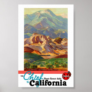 Póster Cartaz de Viagem Vintage Restaurado da Califórnia