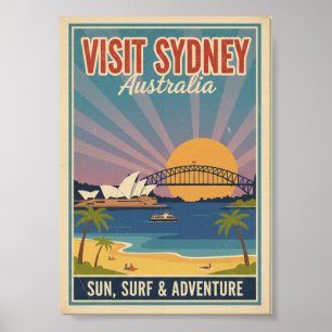 Poster Cartaz de Viagem Vintage Retro Sydney Austrália