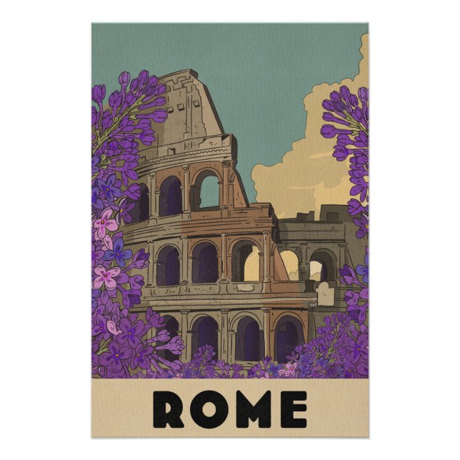 Póster Cartaz de Viagem Vintage Roma (Frente)