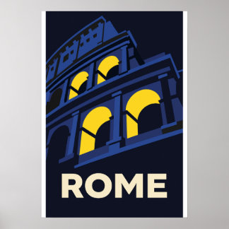Poster Cartaz de Viagem Vintage Roma Itália Cidade Retro