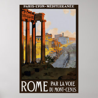 Poster Cartaz de Viagem Vintage Roma, Paris Lyon