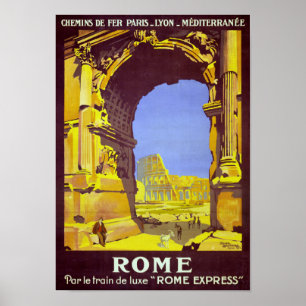 Póster Cartaz de Viagem Vintage Roma Restaurado