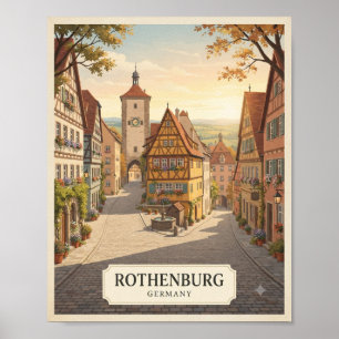 Poster Cartaz de Viagem Vintage Rothenburg Alemanha