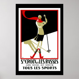 Poster Cartaz de Viagem Vintage Saint Croix Esqui