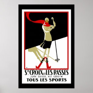 Poster Cartaz de Viagem Vintage Saint Croix Esqui