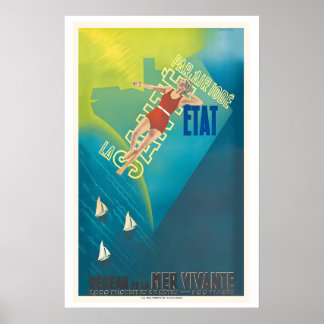 Poster Cartaz de Viagem Vintage Saúde Pelo Iodo no Ar Est
