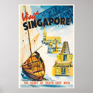 Poster Cartaz de Viagem Vintage Singapura Ásia Mundo Viag