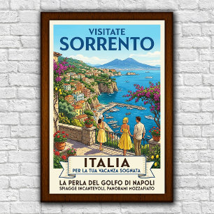 Poster Cartaz de Viagem Vintage Sorrento, Itália, anos 19