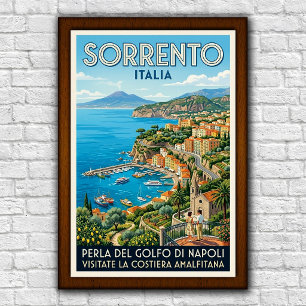 Poster Cartaz de Viagem Vintage Sorrento, Itália, anos 19