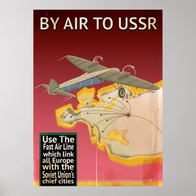 Póster Cartaz de Viagem Vintage Soviético URSS (Frente)
