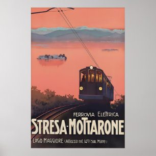 Poster Cartaz de Viagem Vintage Stresa Mottarone, Lago