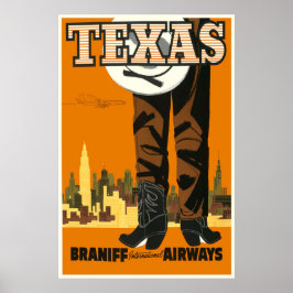 Poster Cartaz de Viagem Vintage Texas