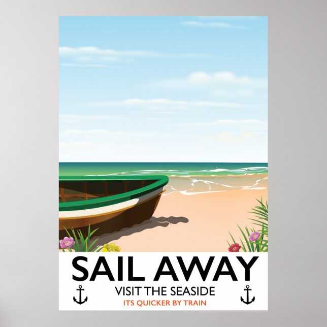 Poster Cartaz de viagem vintage velejar (Frente)