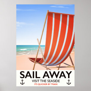 Poster Cartaz de viagem vintage velejar