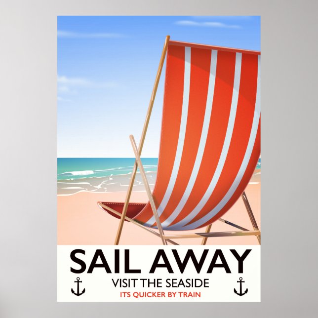 Poster Cartaz de viagem vintage velejar (Frente)