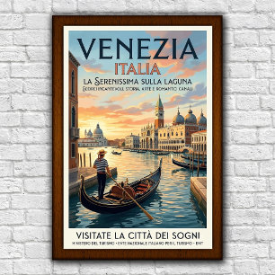 Poster Cartaz de Viagem Vintage Veneza, Itália, anos 60
