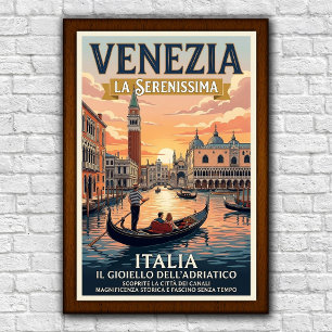 Poster Cartaz de Viagem Vintage Veneza, Itália, anos 60