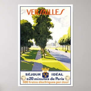 Poster Cartaz de Viagem Vintage Versalhes Paris Trem