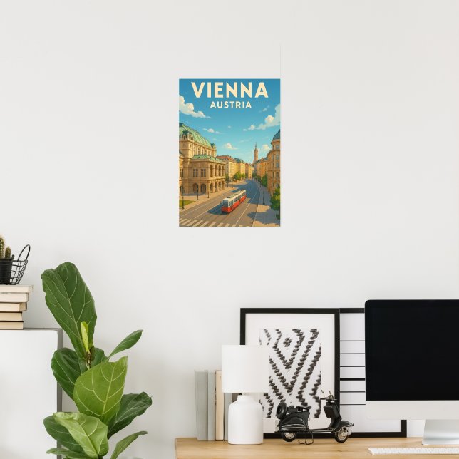 Poster Cartaz de Viagem Vintage Viena Áustria (Escritório em casa)