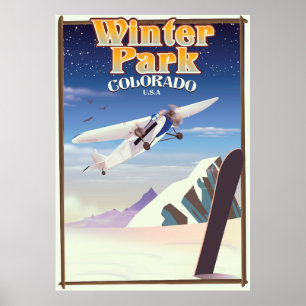 Poster Cartaz de viagem vintage Winter Park colorado