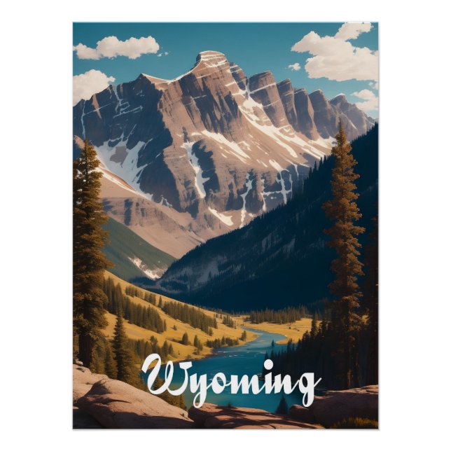 Póster Cartaz de Viagem Wyoming EUA (Frente)