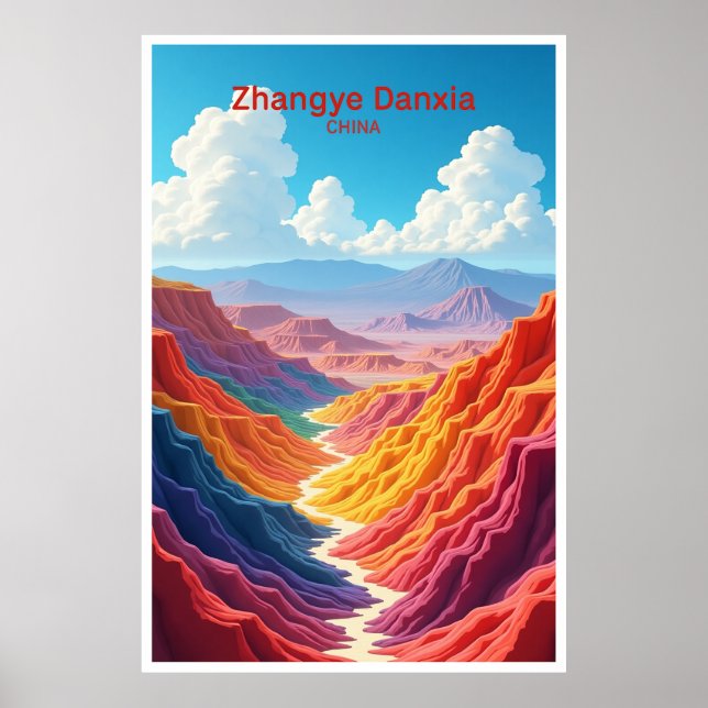 Poster Cartaz de Viagem Zhangye Danxia China (Frente)