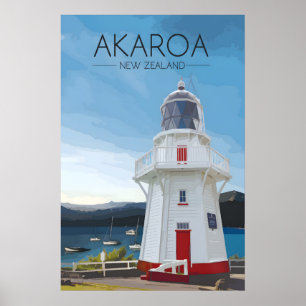 Poster Cartaz de Viagens Akaroa Nova Zelândia