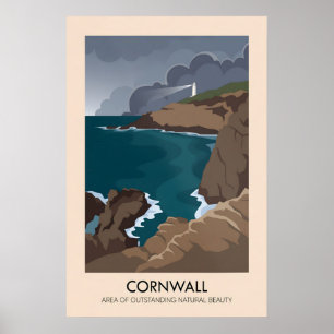 Poster Cartaz de Viagens AONB da Cornualha