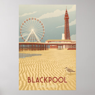 Poster Cartaz de Viagens da Costa Marítima de Blackpool