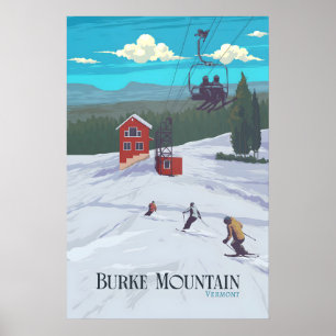 Poster Cartaz de Viagens da Estação de Esqui Burke Mounta